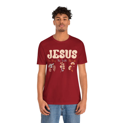 Jesus The Way The Truth The Life Shirt – Groovy Floral John 14:6 Christian Tee