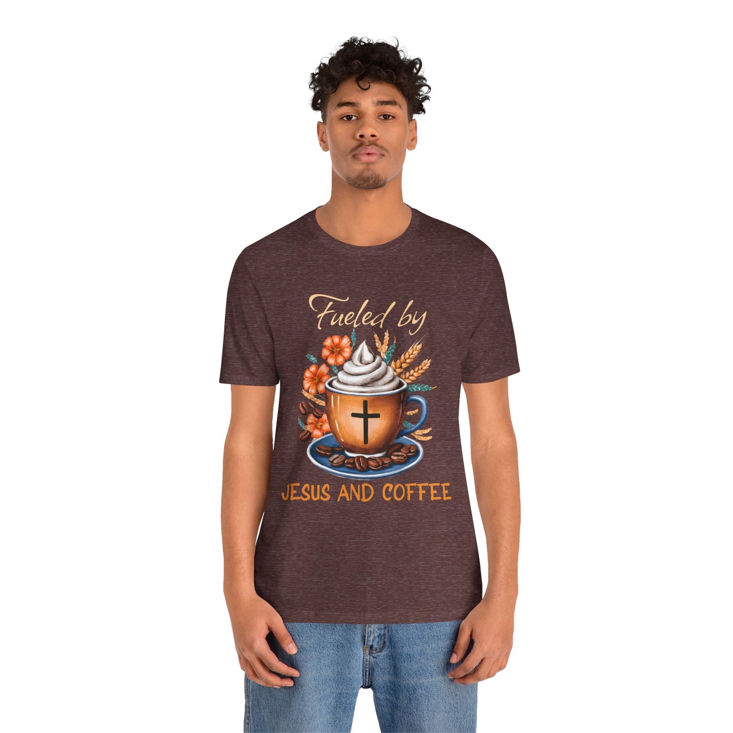 Fueled by Jesus & Coffee Shirt – Christian Faith God Cross Cup Tee