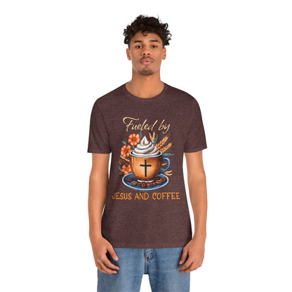 Fueled by Jesus & Coffee Shirt – Christian Faith God Cross Cup Tee