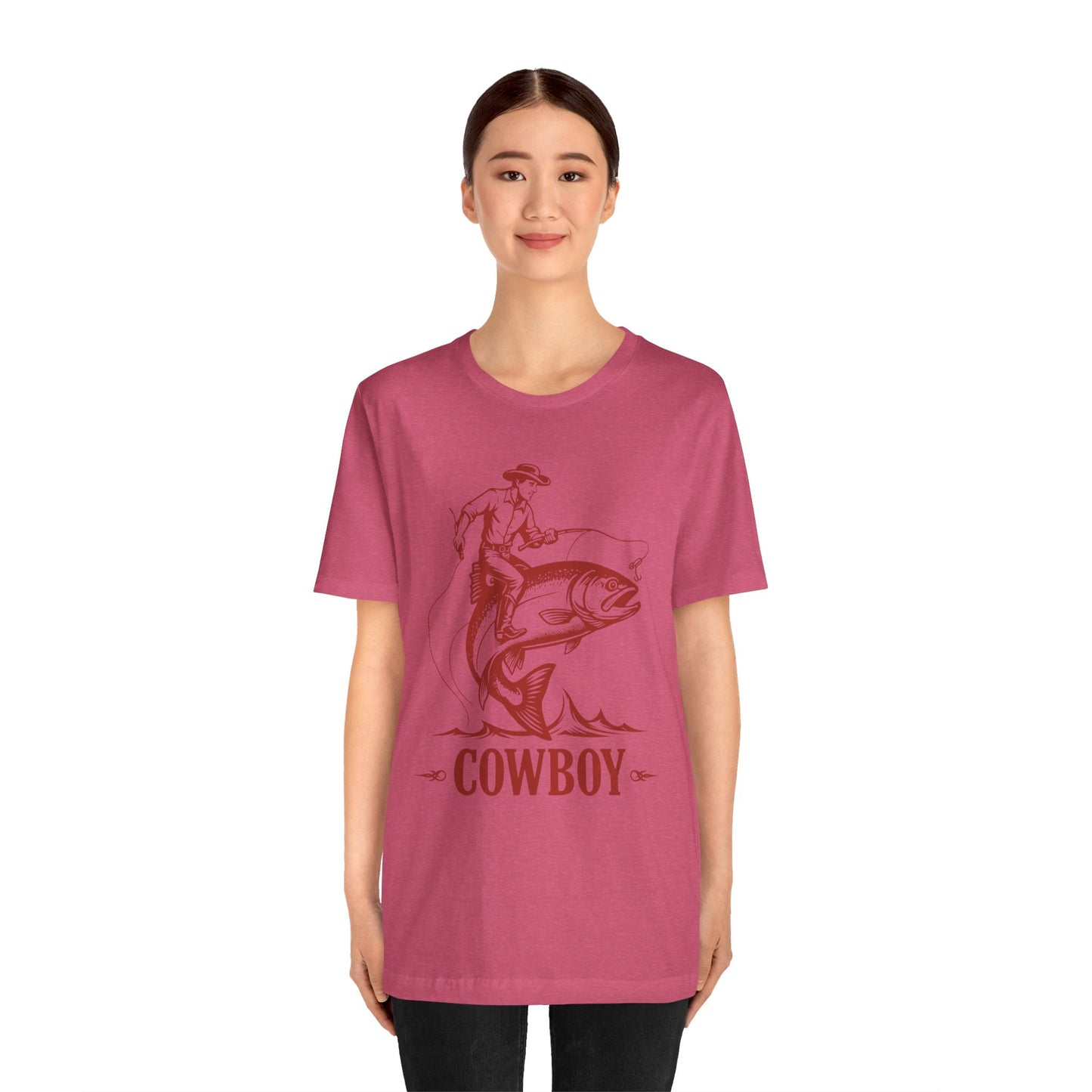 Cowboy Riding a Giant Fish Shirt – Vintage Western Fishing Rodeo Tee