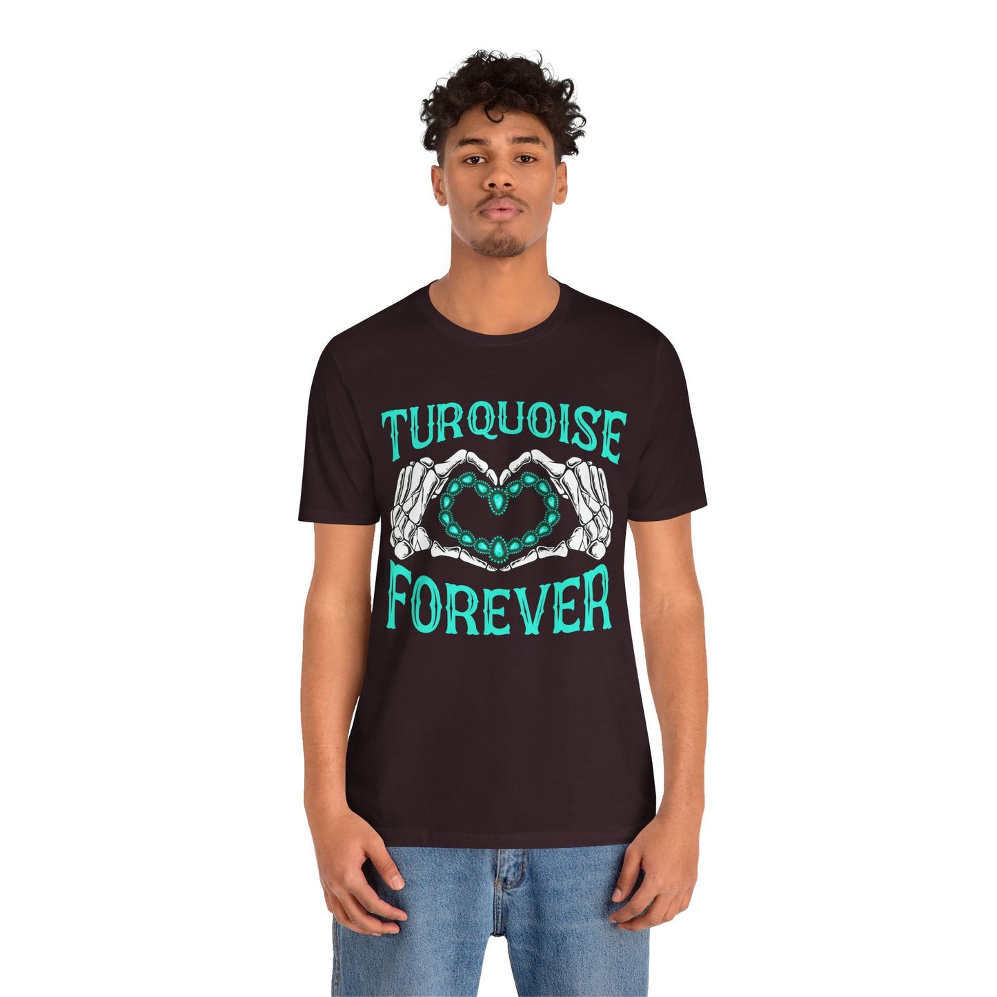 Western Turquoise Forever Shirt – Gemstone Skeleton Hand Heart Rodeo Tee