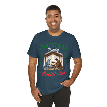 Christmas Nativity Social Club Shirt – Christian Nativity Scene Holiday Tee