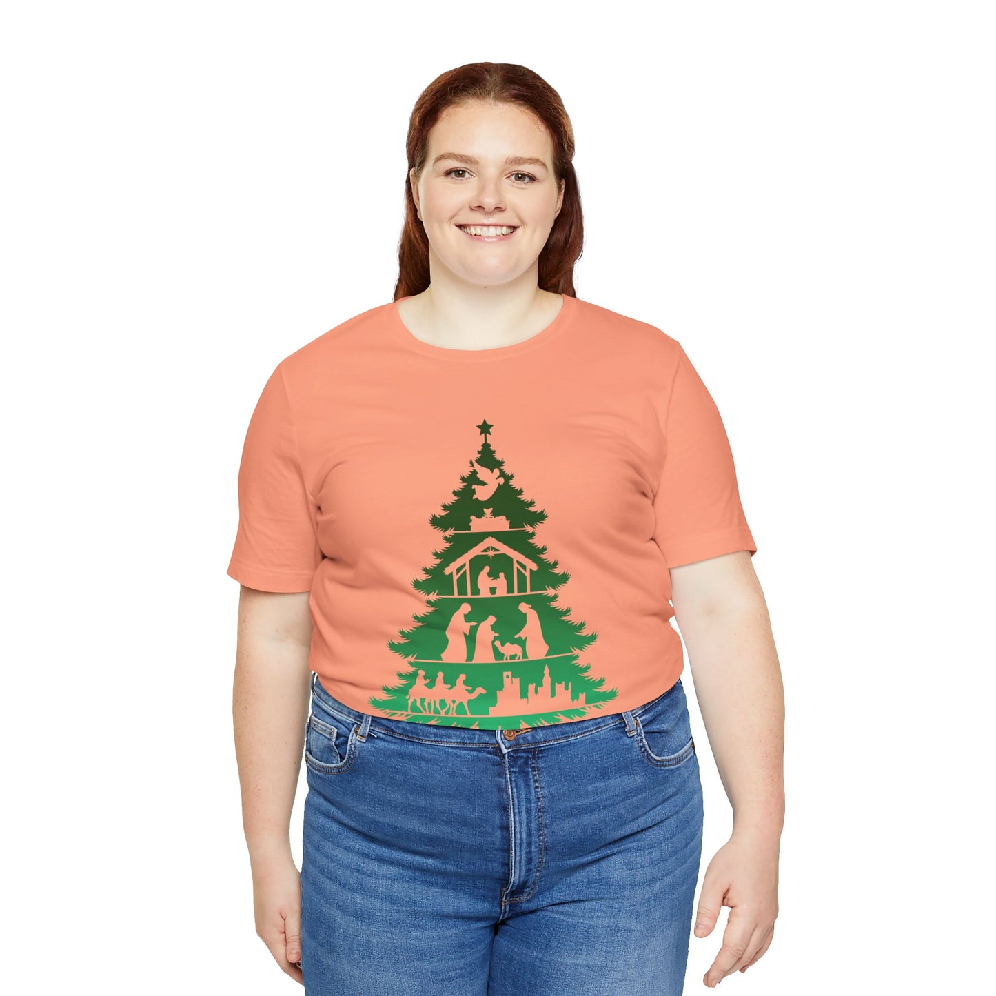 Nativity Christmas Tree Shirt – Christian Faith Holiday Pajama Top Tee