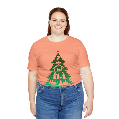 Nativity Christmas Tree Shirt – Christian Faith Holiday Pajama Top Tee