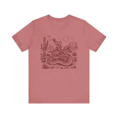 Cowboy Mouse Riding Rattlesnake Shirt – Funny Wild West Rodeo Tee