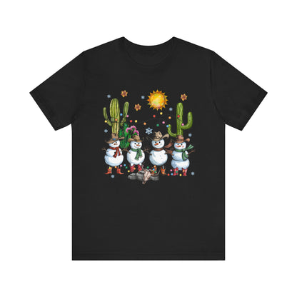 Snowman Cowboy Christmas Shirt – Western Howdy Holiday Tee for Kids & Boys