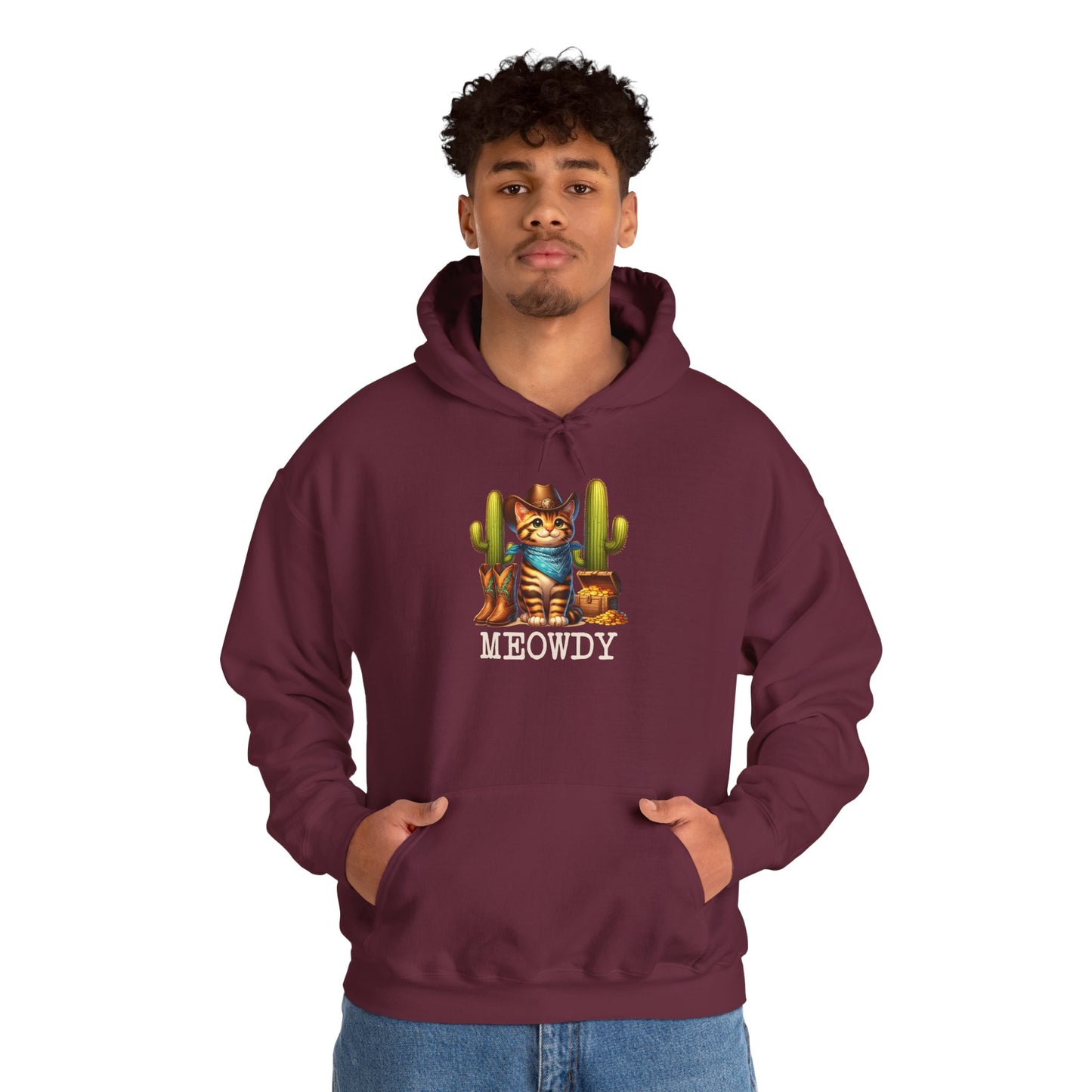 Meowdy Cowboy Cat Hoodie – Western Howdy Southern Country Cactus Pullover