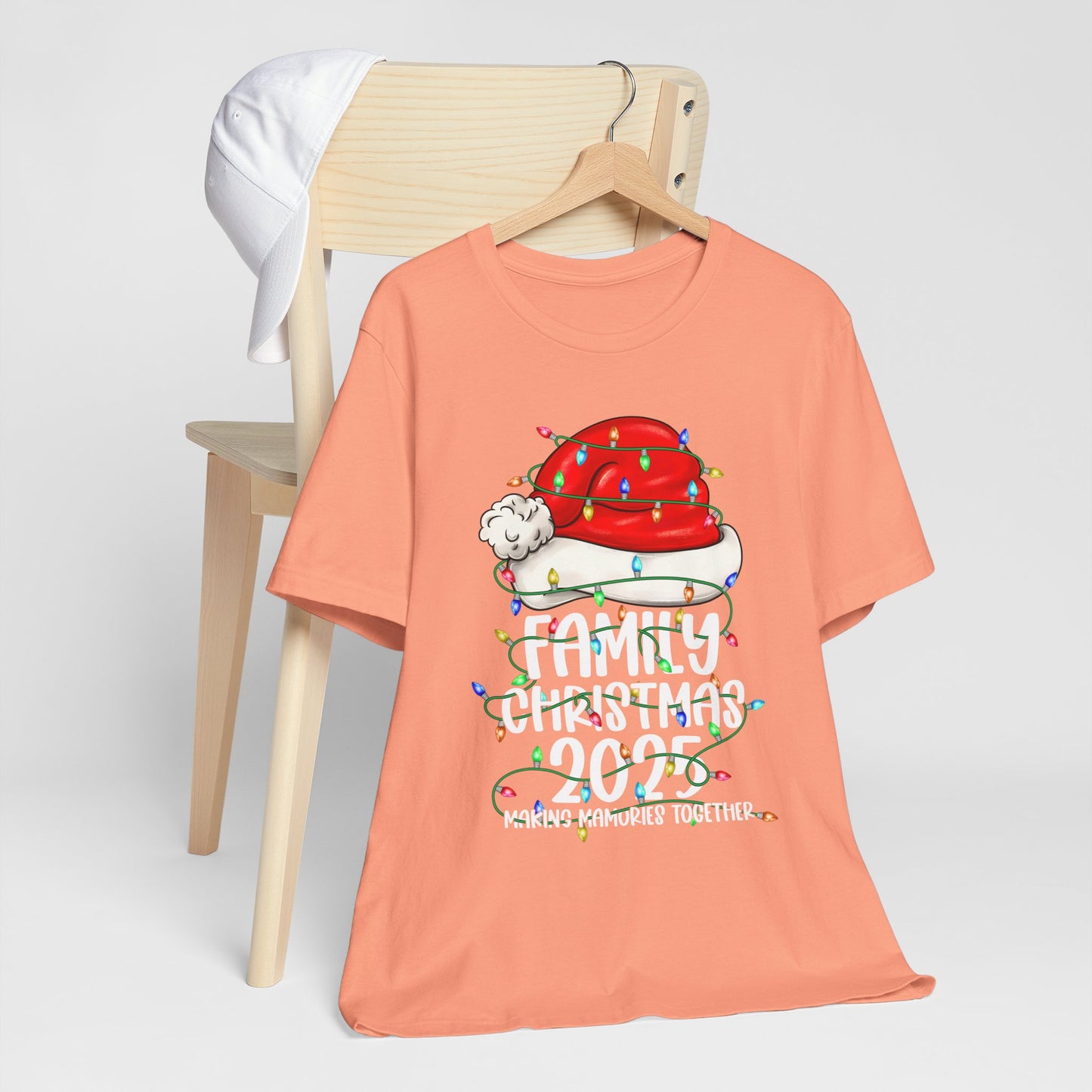 Family Christmas 2025 Shirt – Santa Hat & String Lights Matching Holiday Tee