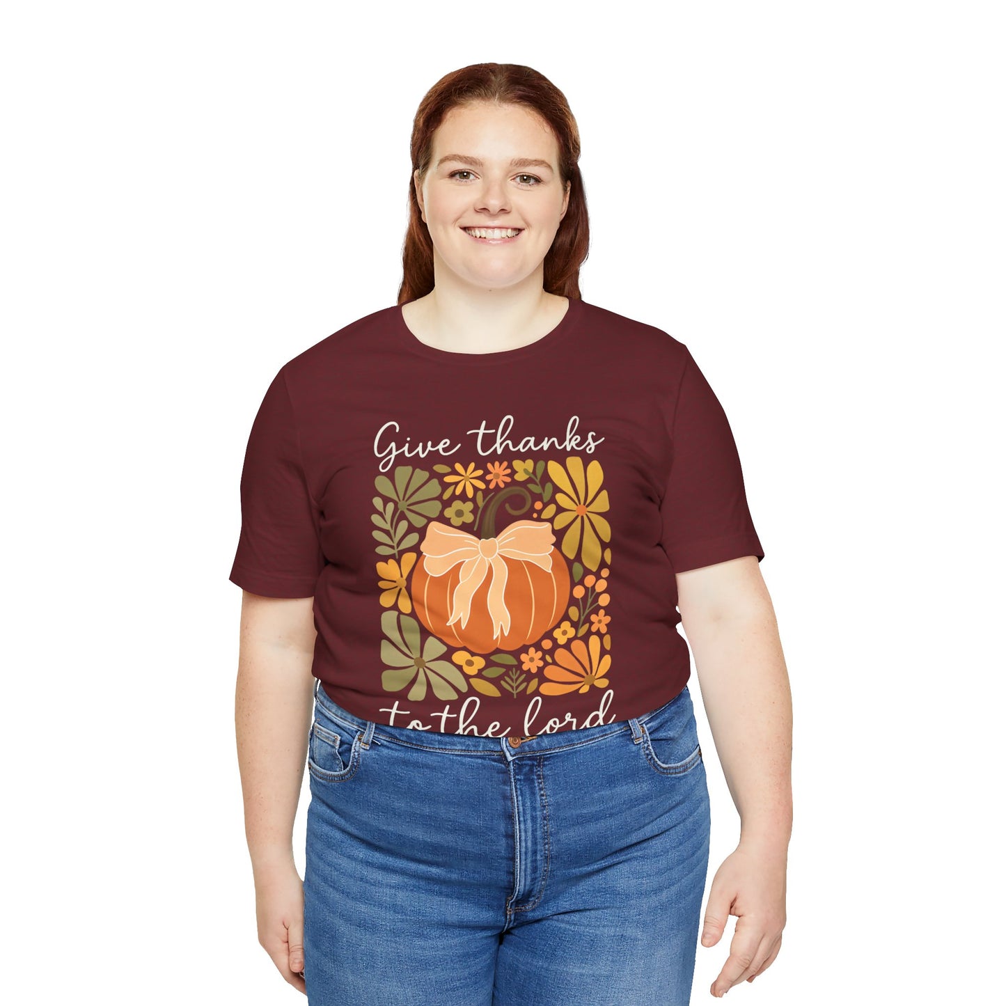 Give Thanks to the Lord Shirt – Christian Pumpkin Psalm Fall Thanksgiving Tee