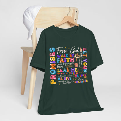 Walk by Faith Not by Sight Shirt – Christian 2 Corinthians 5:7 Groovy Scripture Tee