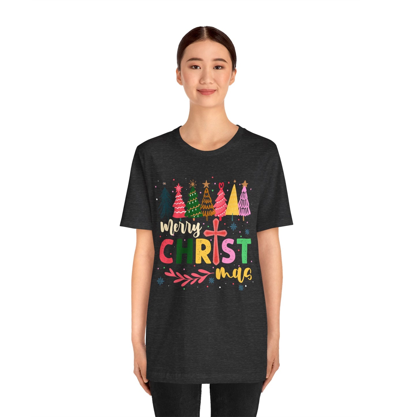 Retro Rustic Merry Christmas Shirt – Christian Cross Faith Holiday Tee