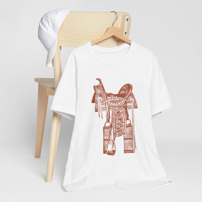 Floral Tooled Saddle Shirt – Western Horse Rodeo Cowgirl Cowboy Tee