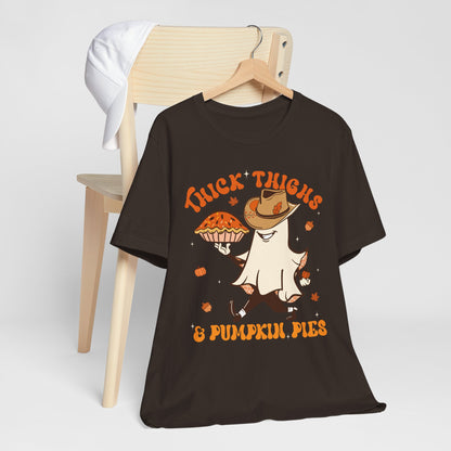 Thick Thighs Pumpkin Pies Shirt – Funny Howdy Ghost Western Halloween Tee