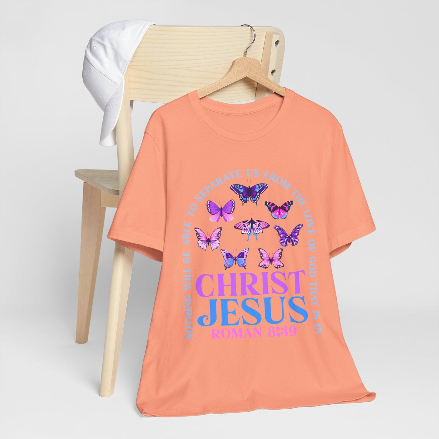 The Love of God in Christ Jesus Shirt – Boho Butterfly Romans 8:39 Faith Tee