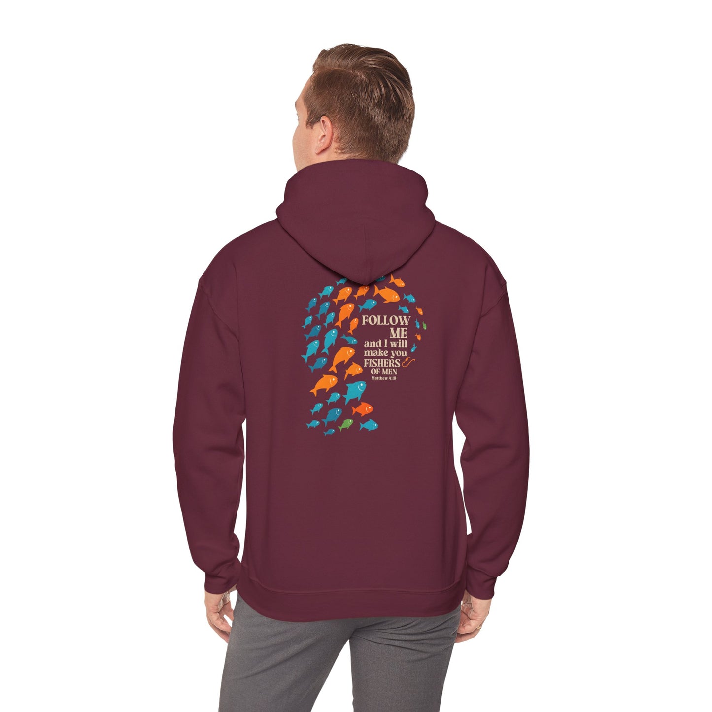 Fishers of Men Hoodie – Matthew 4:19 Bible Verse Christian Fishing Pullover