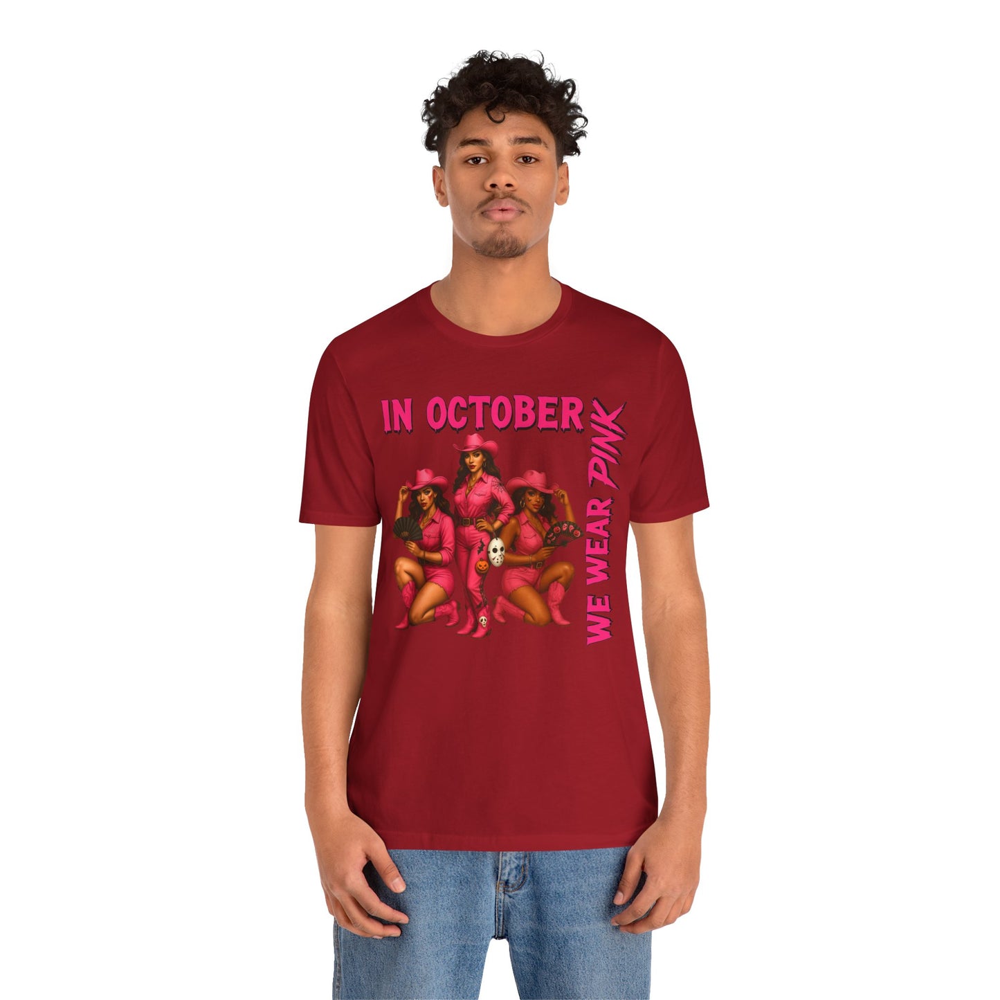 In October We Wear Pink Shirt – Western Cowgirl Breast Cancer Awareness Tee