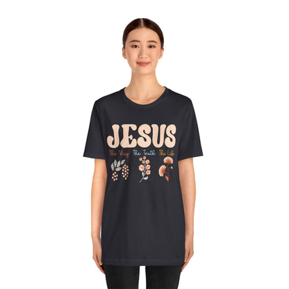 Jesus The Way The Truth The Life Shirt – Groovy Floral John 14:6 Christian Tee