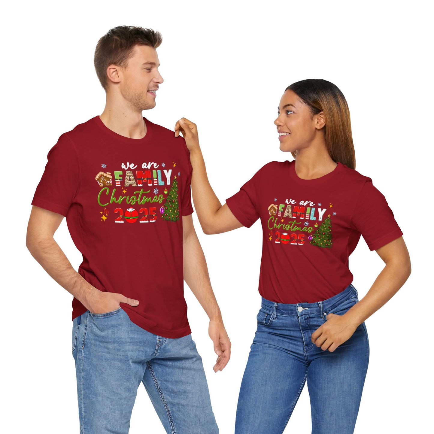 We Are Family Christmas Shirt – Matching Holiday Tee with Christmas Tree Lights