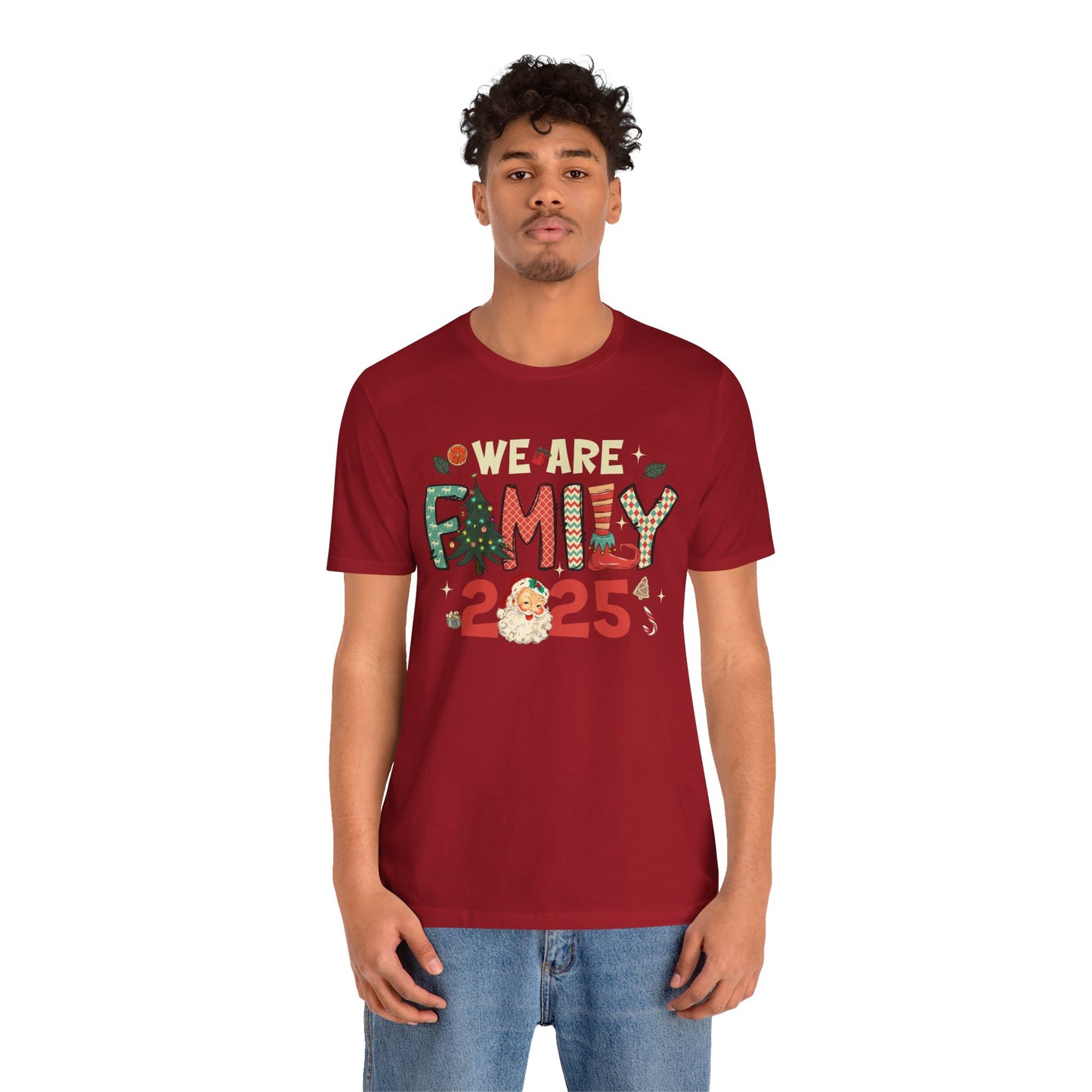 Vintage We Are Family Christmas Shirt – Retro Santa & Tree Matching Holiday Tee