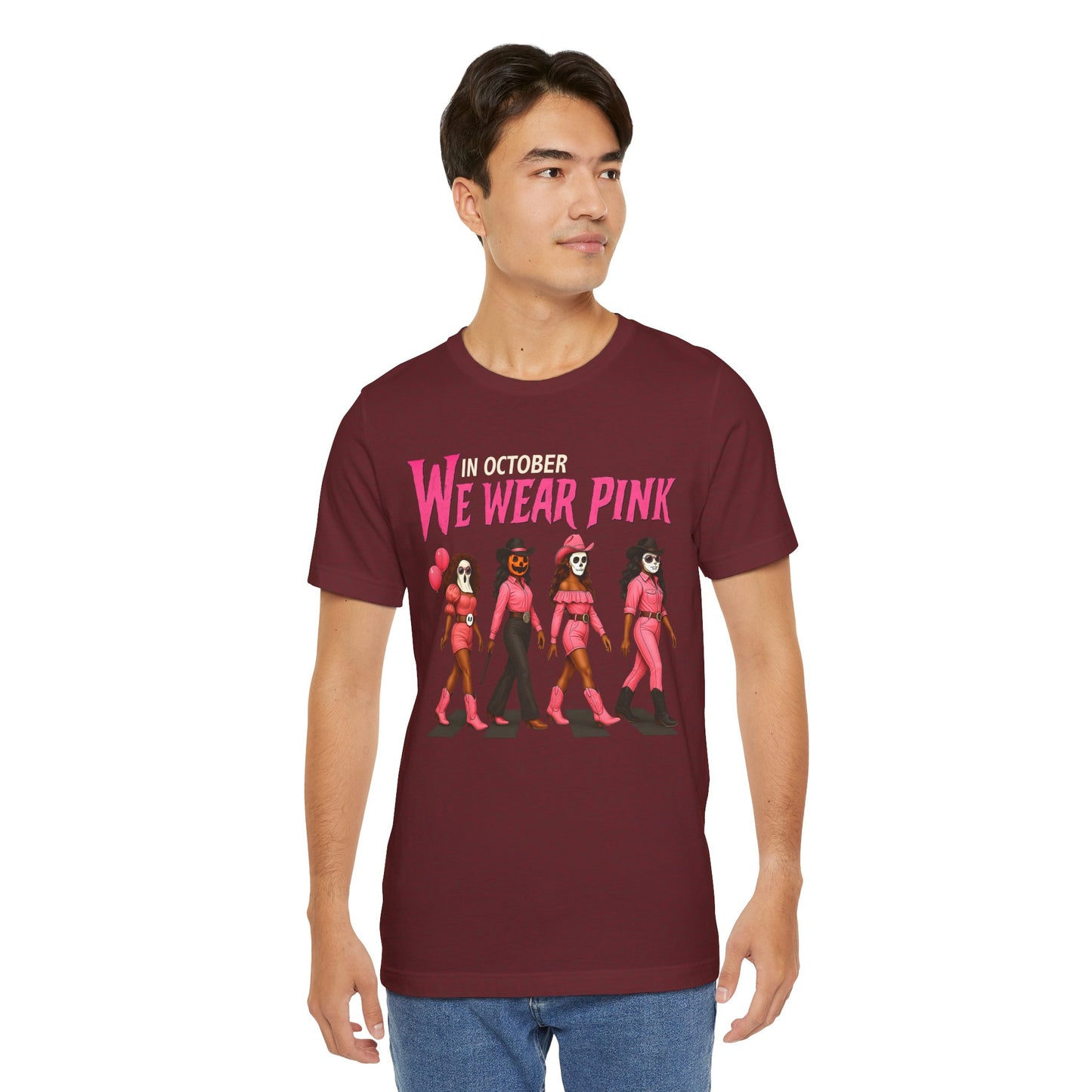 In October We Wear Pink Shirt – Spooky Cowgirl Western Halloween Tee