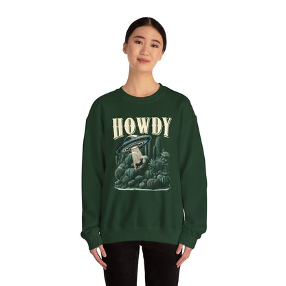 Howdy Cow Abduction Sweatshirt – Western UFO Rodeo Cactus Texas Pullover