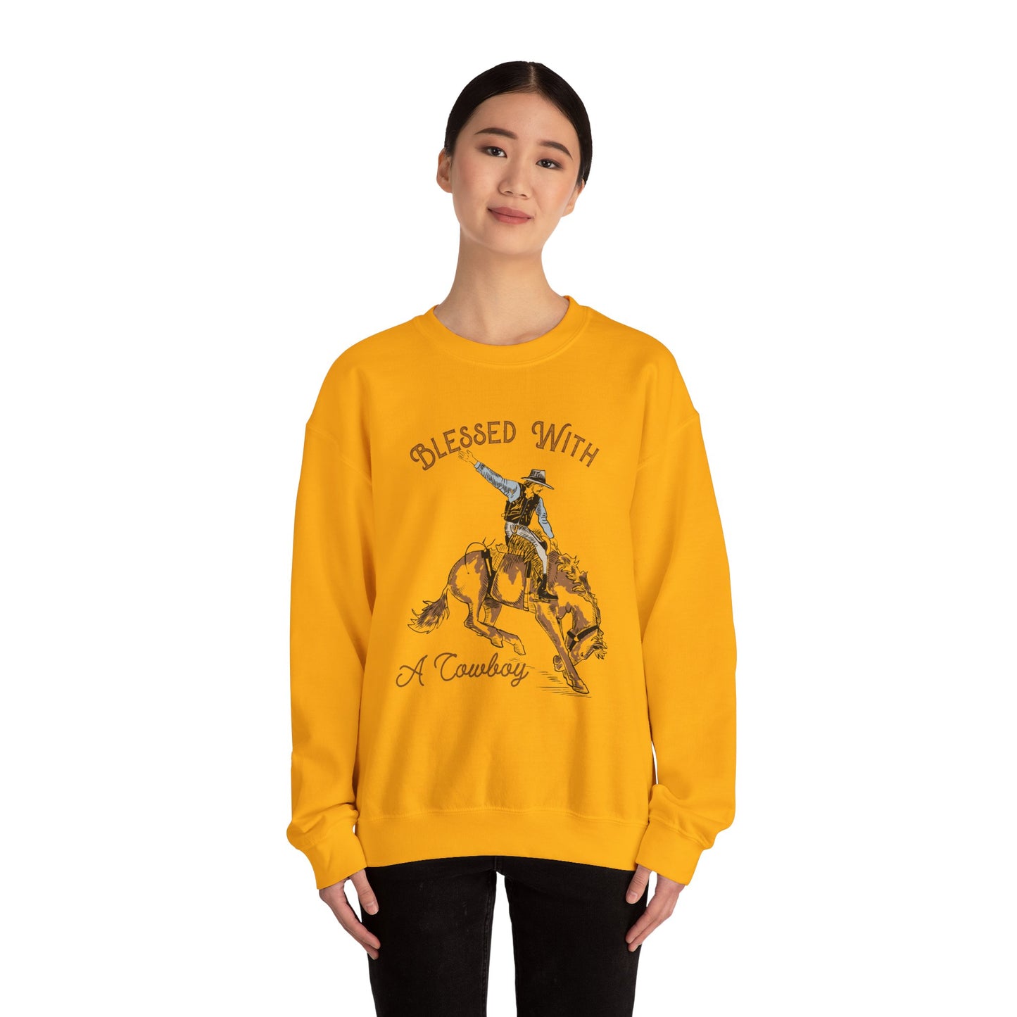Blessed with a Cowboy Sweatshirt – Retro Christian Western Rodeo Pullover