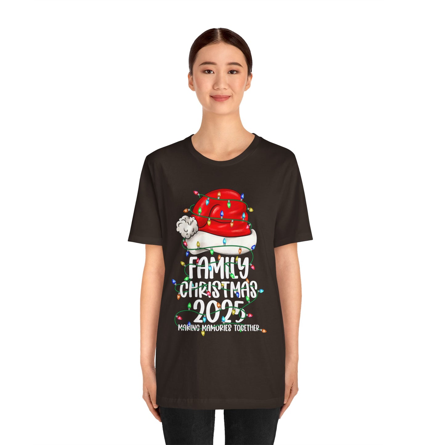 Family Christmas 2025 Shirt – Santa Hat & String Lights Matching Holiday Tee