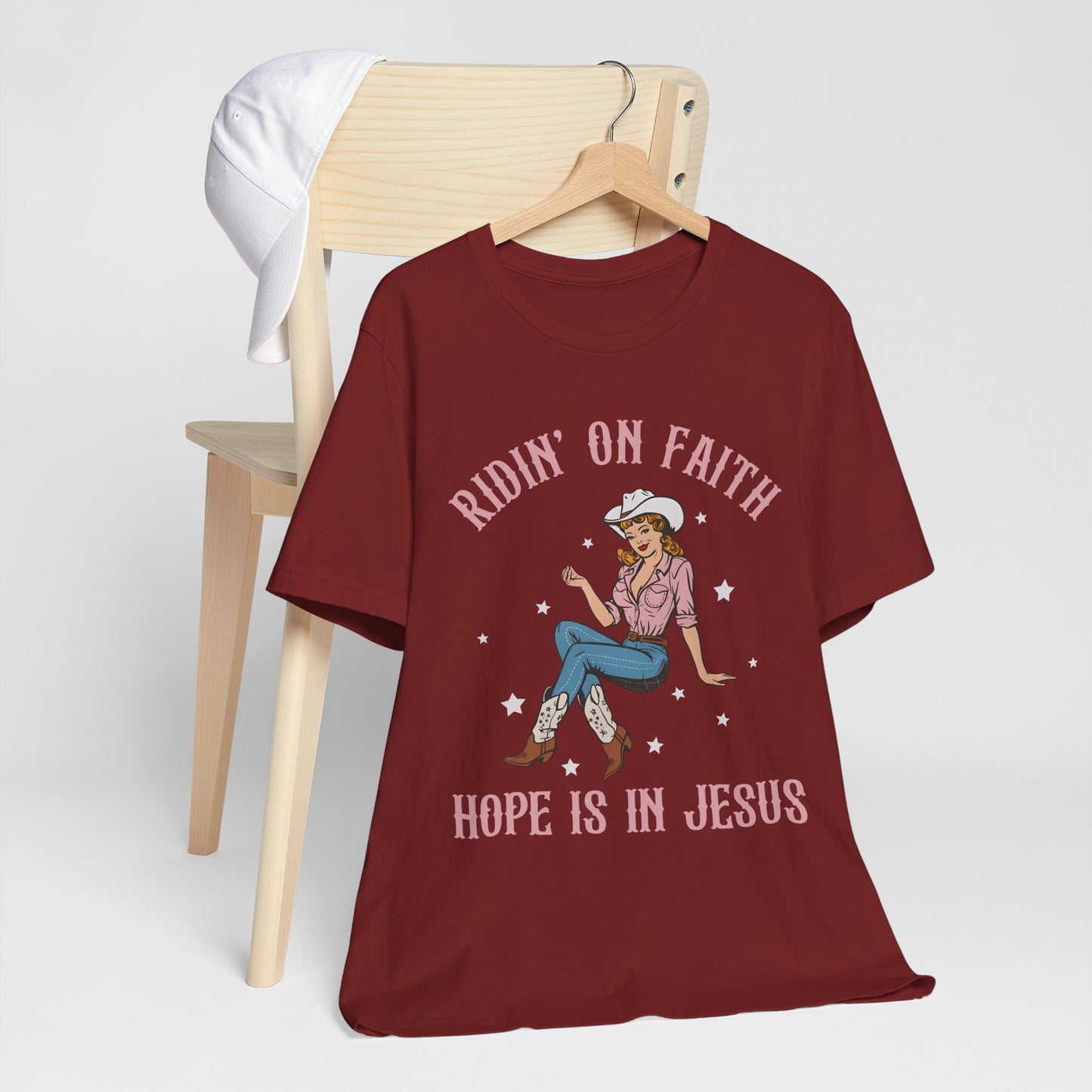 Ridin’ On Faith Shirt – Christian Cowgirl Rodeo Western Jesus Tee