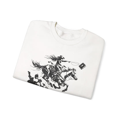 Cowgirl Riding Horse Sweatshirt – Christian Scripture Western Rodeo Texas Pullover