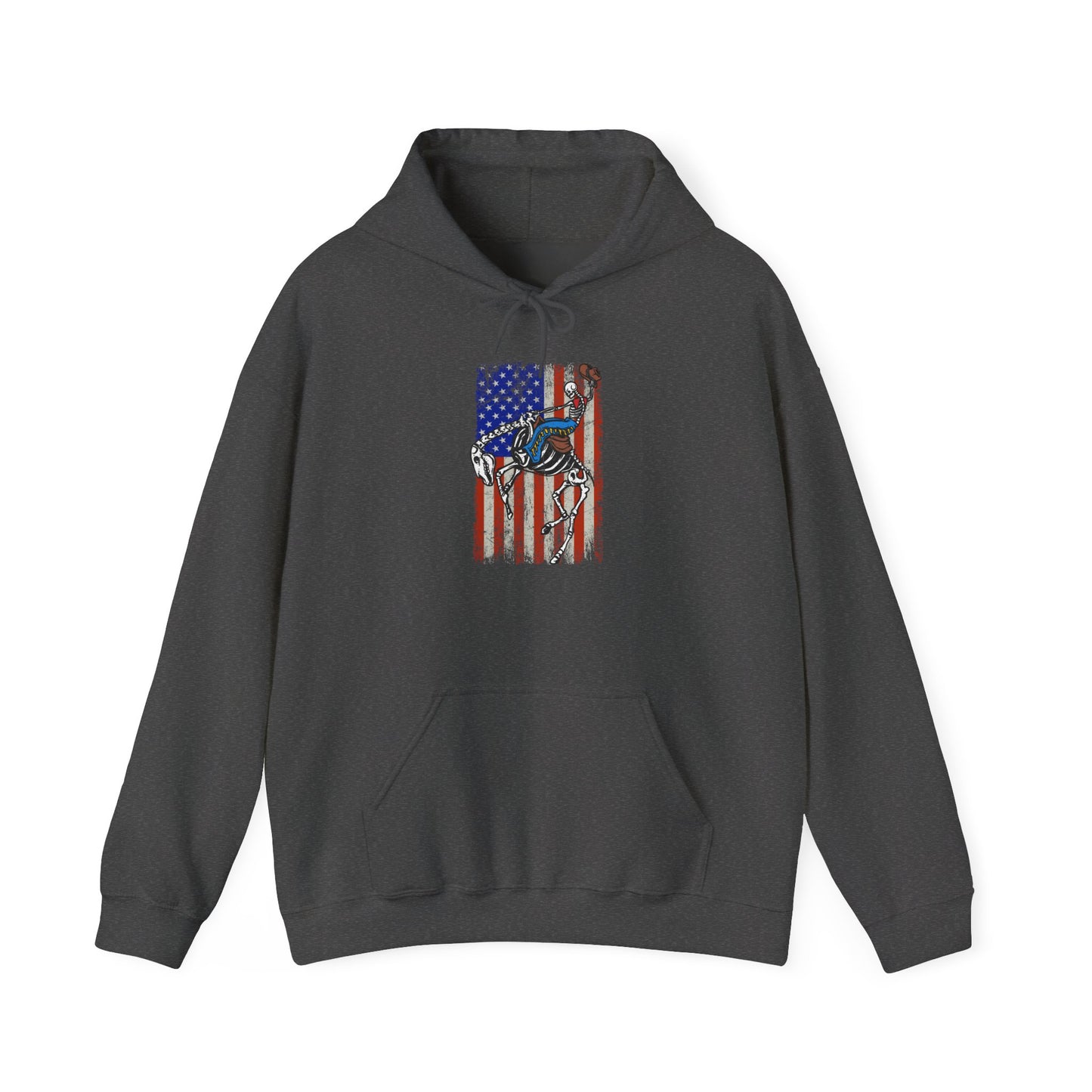 US Flag Skeleton Cowboy Hoodie – Western Horse Riding Rodeo Pullover