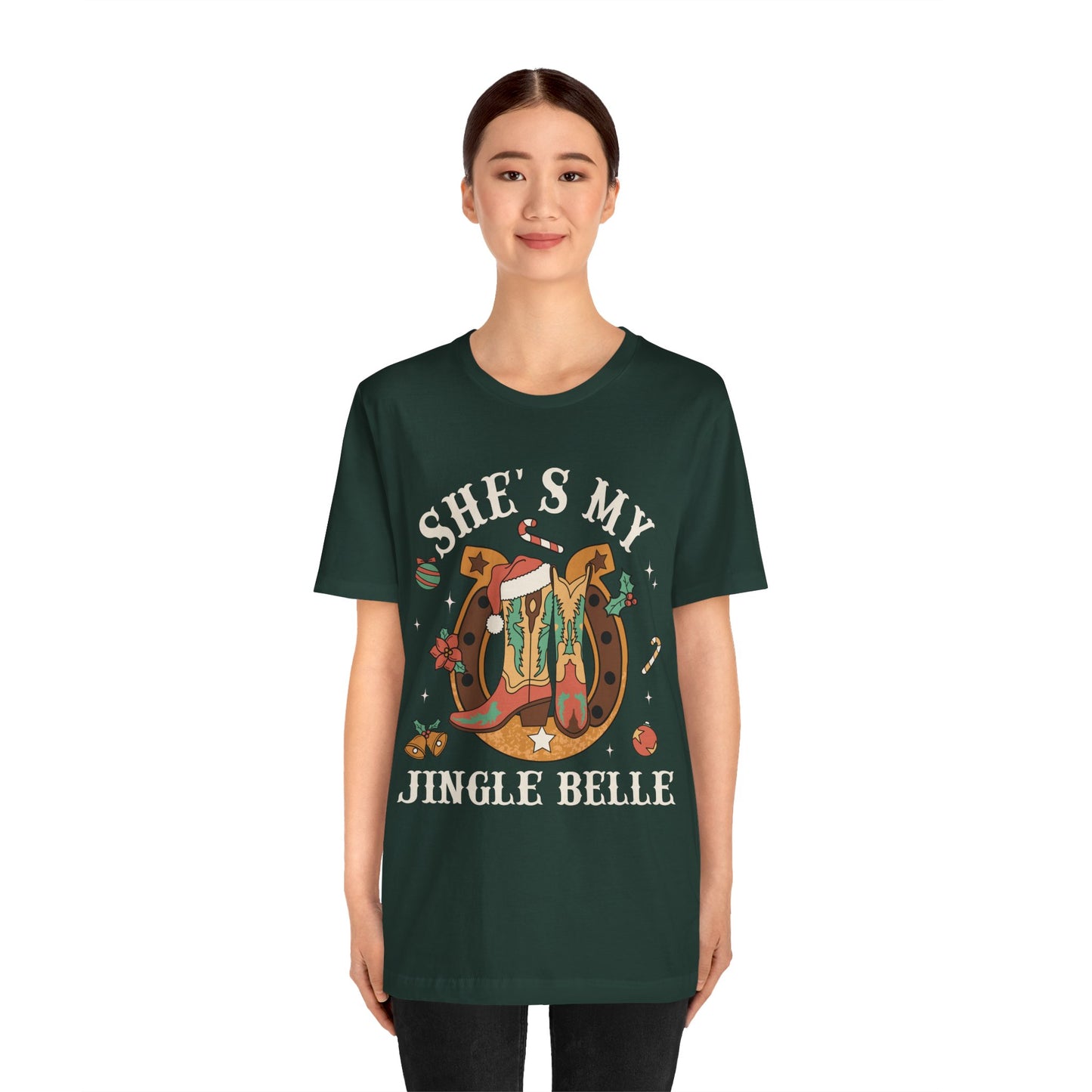 She’s My Jingle Bell Shirt – Cute Western Cowboy Cowgirl Matching Christmas Tee