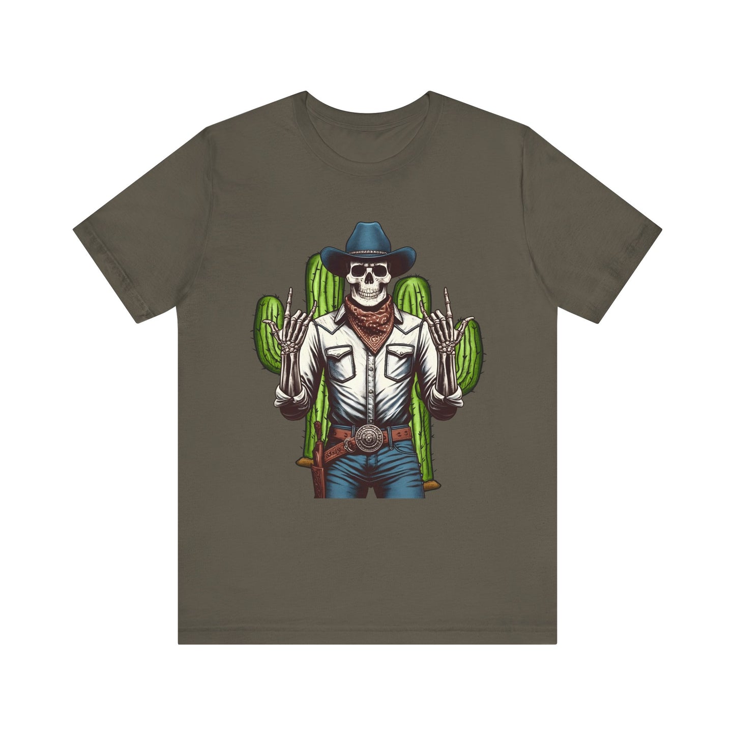 Skeleton Cowboy Howdy Shirt – Rock Hand Skull Western Rodeo Texas Tee