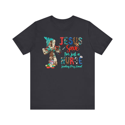 Jesus Save I’m Just a Nurse Shirt – Christian Leopard Print Western Faith Nurse Tee