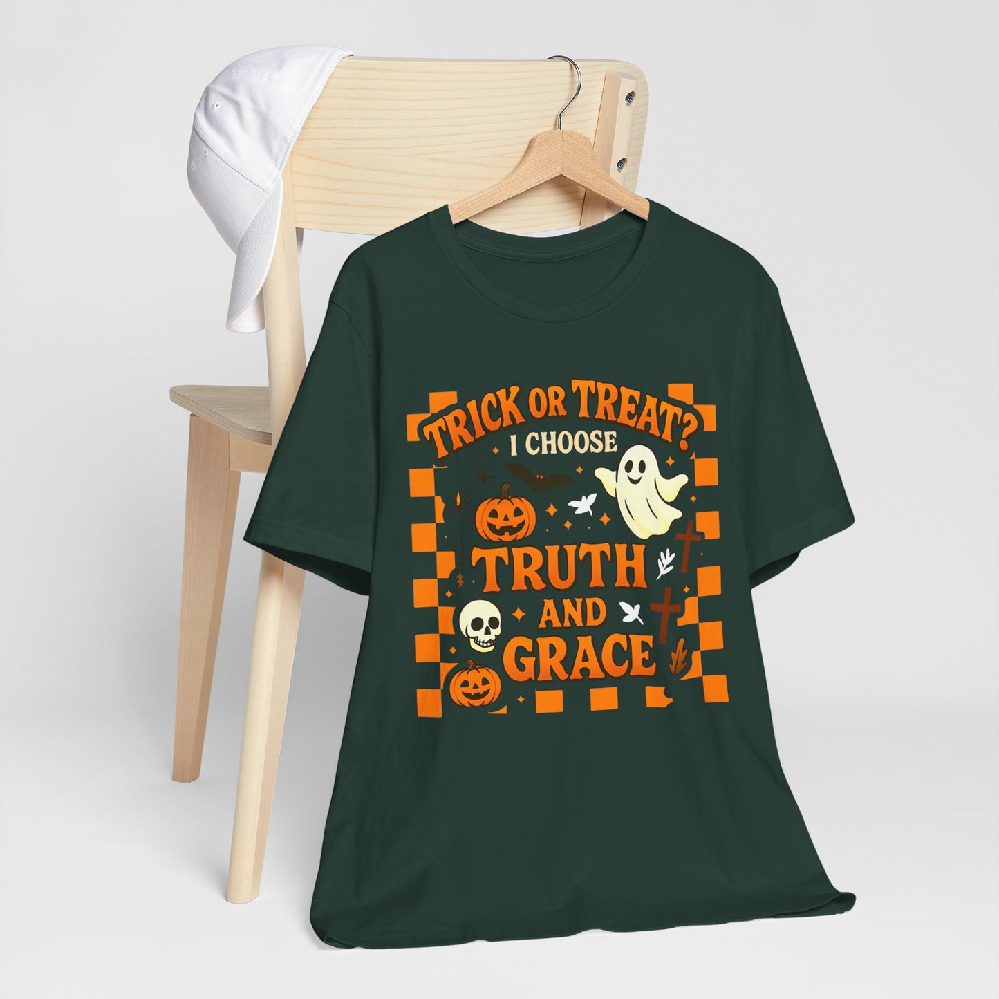 Trick or Treat I Choose Truth and Grace Shirt – Christian Halloween Faith Tee