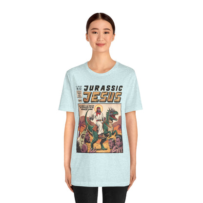 Jurassic Jesus Shirt – Dino-Riding Savior Comic Book Christian Tee