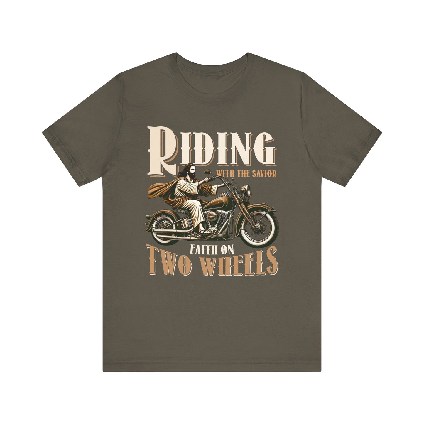 Riding With the Savior Shirt – Christian Biker Motorcycle Faith Graphic Tee