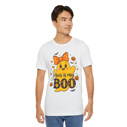 Jesus Is My Boo Shirt – Cute Christian Ghost with Bow Halloween Faith Tee