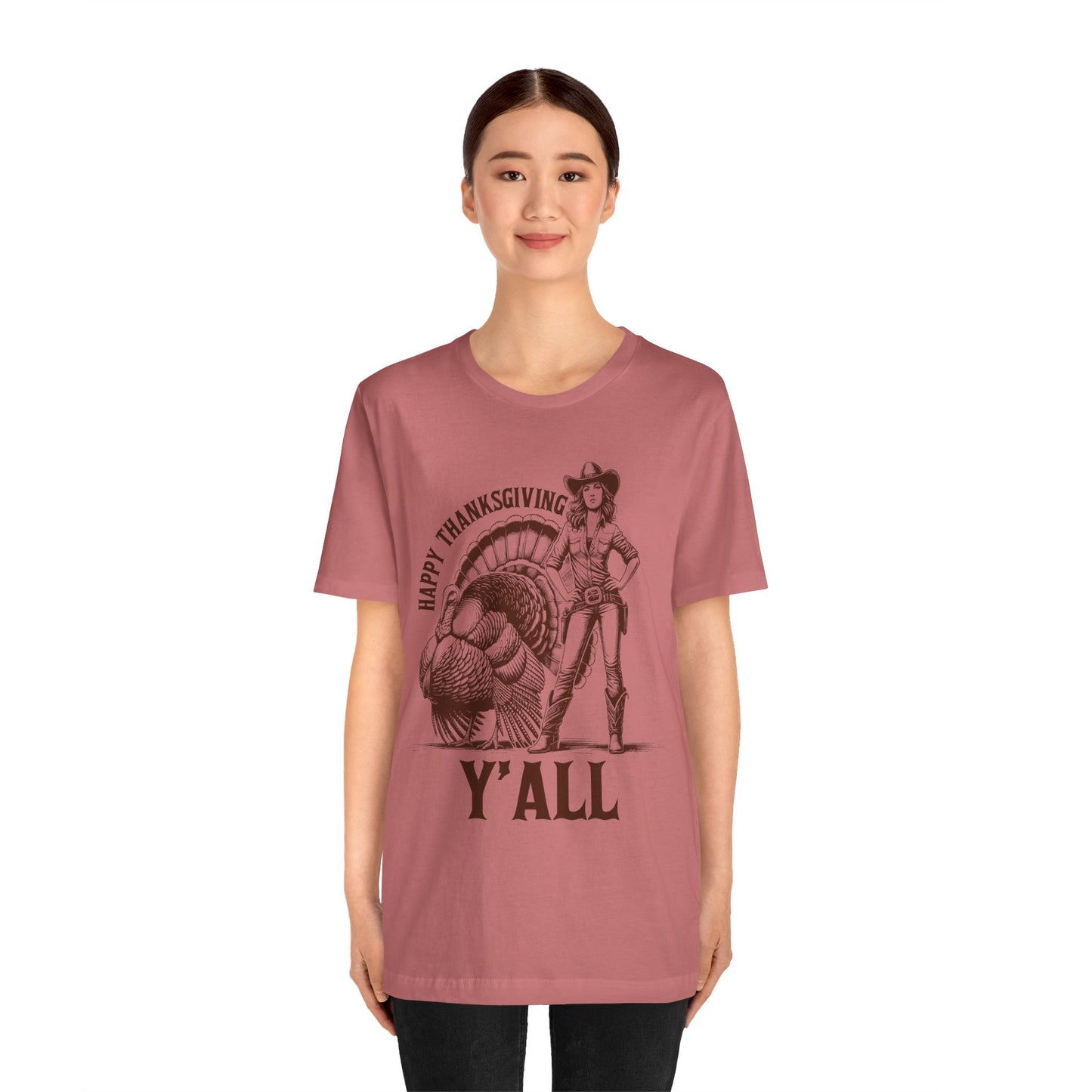 Happy Thanksgiving Y’all Shirt – Western Cowgirl Turkey Country Rodeo Tee