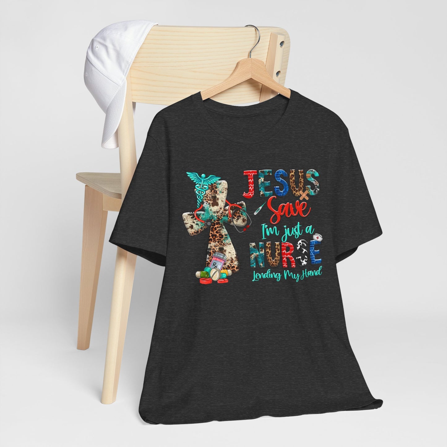 Jesus Save I’m Just a Nurse Shirt – Christian Leopard Print Western Faith Nurse Tee