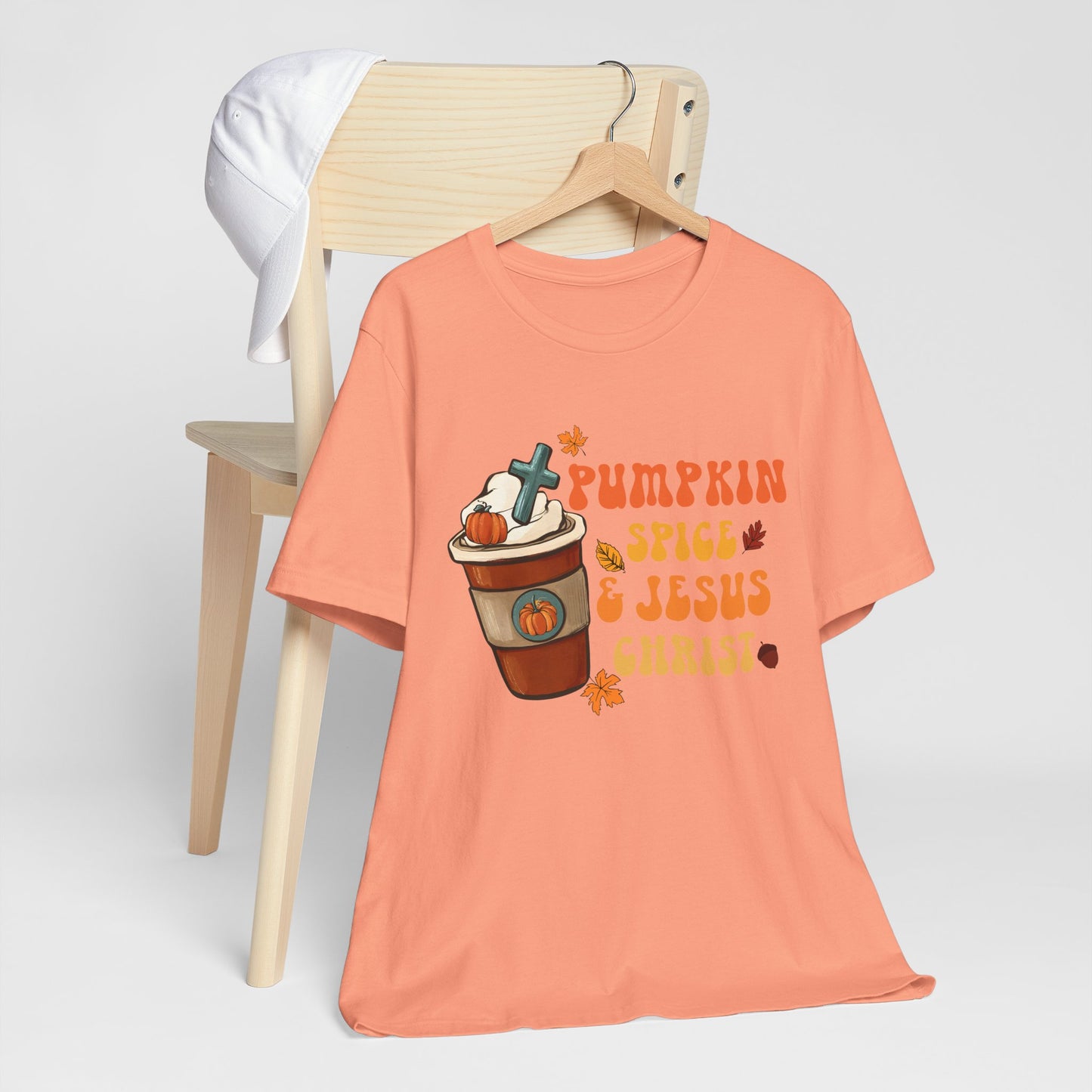 Pumpkin Spice Latte & Jesus Christ Shirt – Groovy Christian Fall Thanksgiving Tee