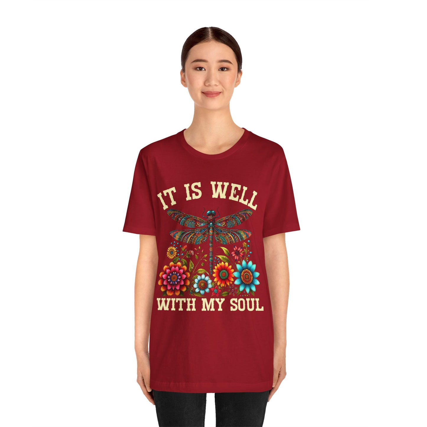 It Is Well With My Soul Shirt – Boho Dragonfly Floral Christian Hymn Faith Tee