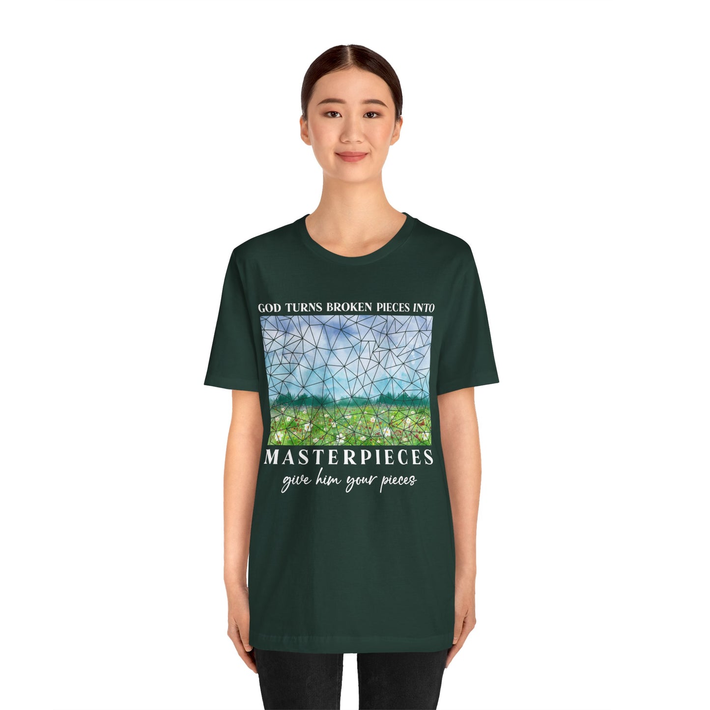 God Turns Broken Pieces Into Masterpieces Shirt – Christian Encouragement Tee