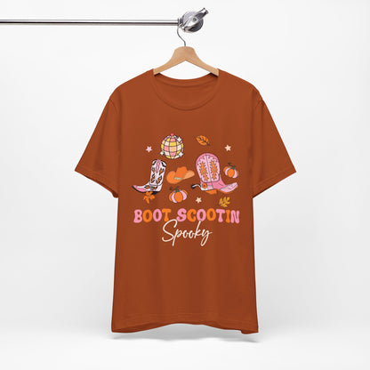 Boot Scootin Spooky Howdy Western Halloween Thanksgiving T-Shirt, Retro Cowgirl Fall Tee