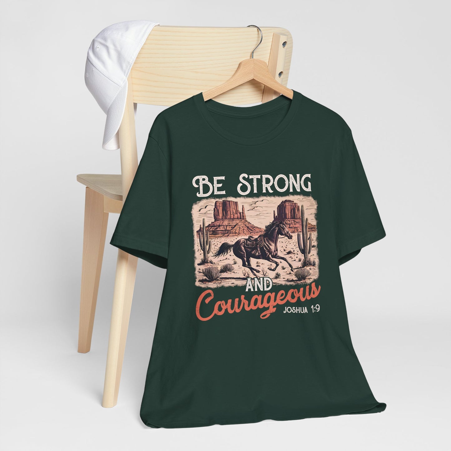 Be Strong and Courageous Shirt – Western Horse Christian Cowgirl Tee