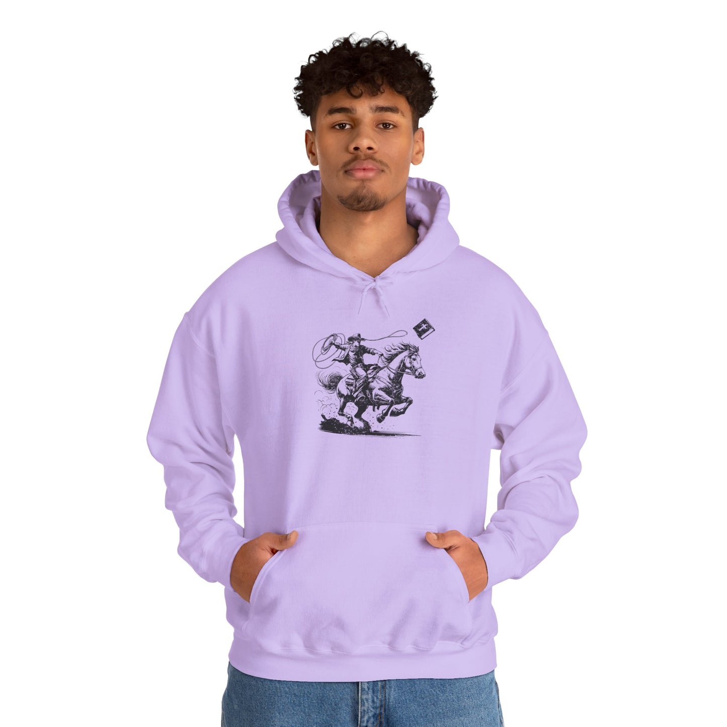 Retro Cowboy Riding Horse Hoodie – Christian Scripture Western Rodeo Pullover