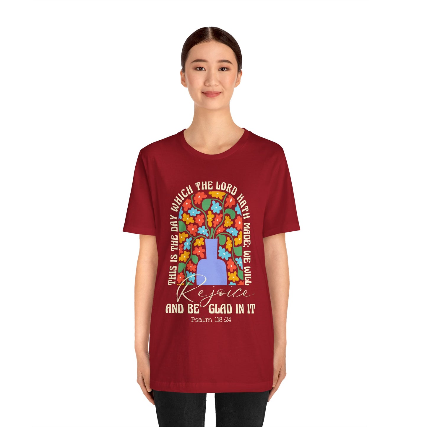 Rejoice and Be Glad In It Shirt – Boho Floral Christian Psalm 118:24 Faith Tee
