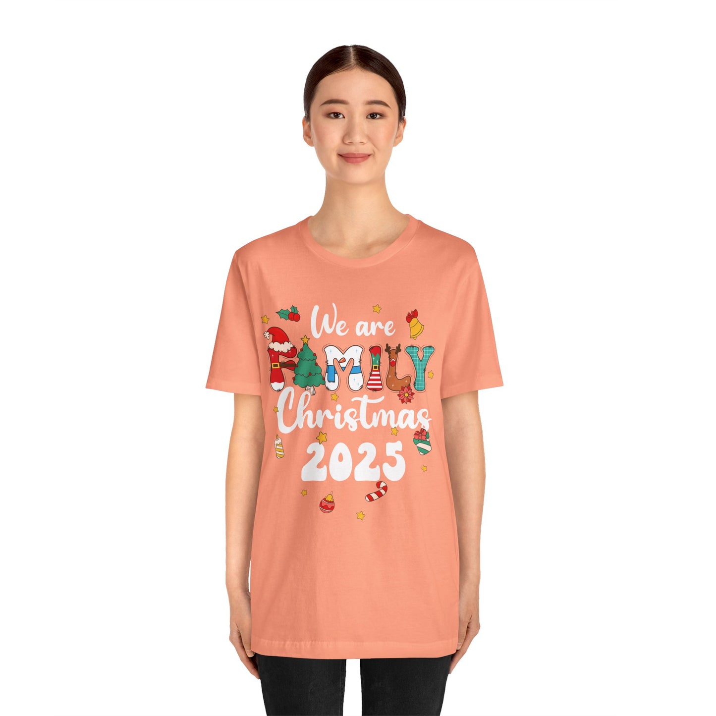 We Are Family Christmas 2025 Shirt – Groovy Snowman & Xmas Tree Matching Tee
