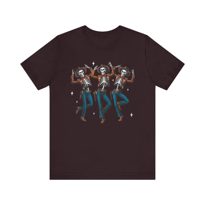 Halloween Western Dancing Skeletons Cowboy Creepy Country T-Shirt