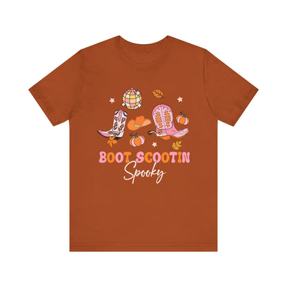 Boot Scootin Spooky Howdy Western Halloween Thanksgiving T-Shirt, Retro Cowgirl Fall Tee