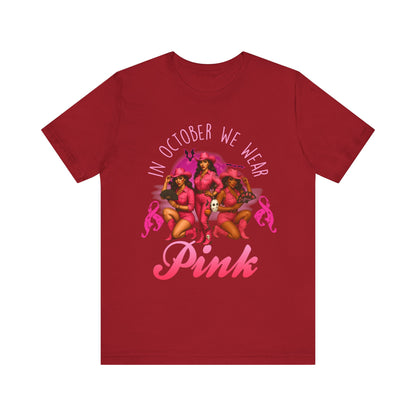 In October We Wear Pink Shirt – Western Cowgirl Breast Cancer Awareness Tee